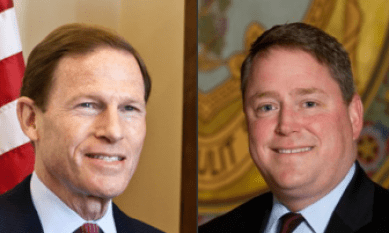 Sen. Richard Blumenthal, left, and State Rep. Dan Carter