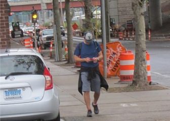 Murphy walking through New Haven