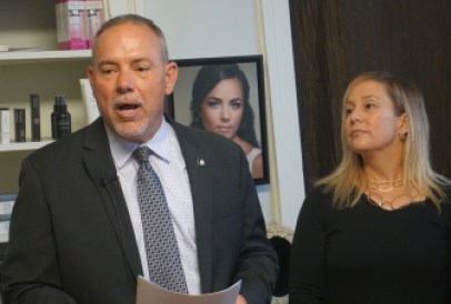 House Majority Leader Joe Aresimowicz and Liz Lineman, a House candidate in Cheshire.