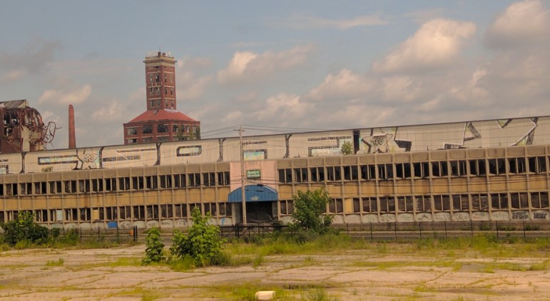 A derelict factory building in Bridgeport in August.