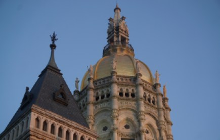 The State Capitol at sunset.