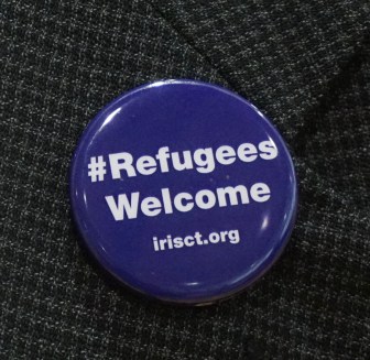 A button worn by Chris George of IRIS.