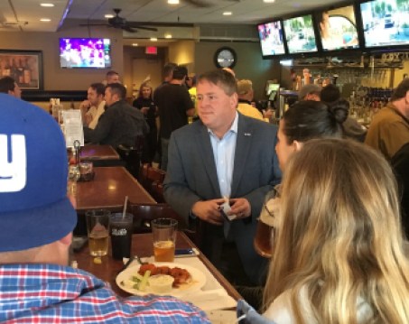 Dan Carter, a U.S. Senate candidate with no budget, campaigning in Southington.