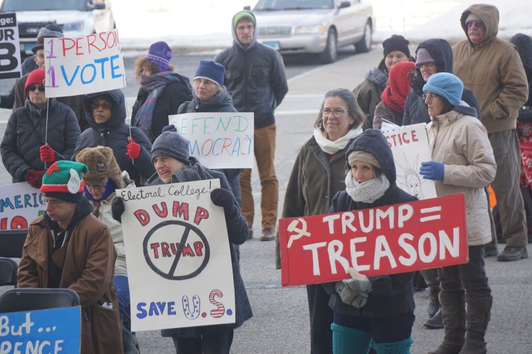 Protesters outside the State Capitol