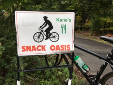 A little advertising in Simsbury on the Farmington Canal Trail.