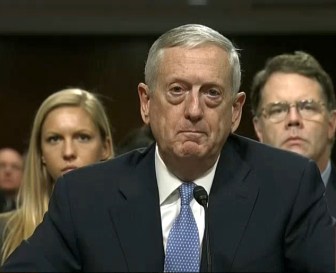 Retired Marine Gen. James Mattis at his confirmation hearing before the Senate Armed Services Committee.