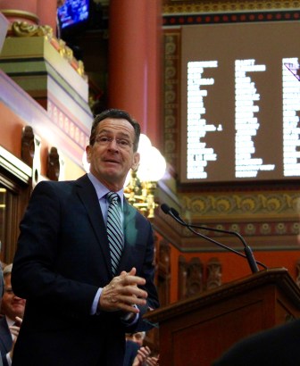 Gov. Malloy at the podium for his State of the State speech.
