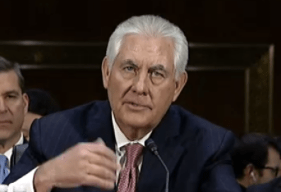Secretary of state nominee Rex Tillerson answers questions during his confirmation hearing before the Senate Foreign Relations Committee.