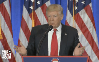 President-Elect Donald Trump at his news conference Wednesday.