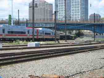 The East Cut, under the Water St. Bridge in the background, is the area of the New Haven Rail Yard most prone to flooding. There is now a pump station there to help alleviate that.
