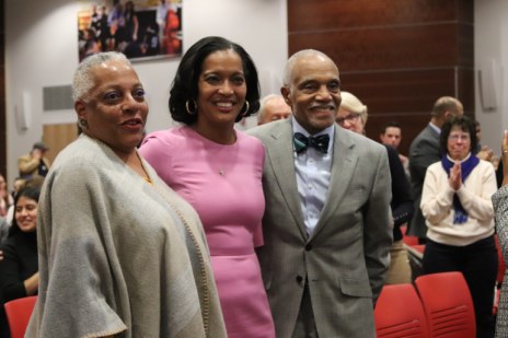 Jahana Hayes, center, with Elizabeth Horton Sheff and John Brittain, original lawyer in the Sheff case. (Photo credit: Cindy Navarro)