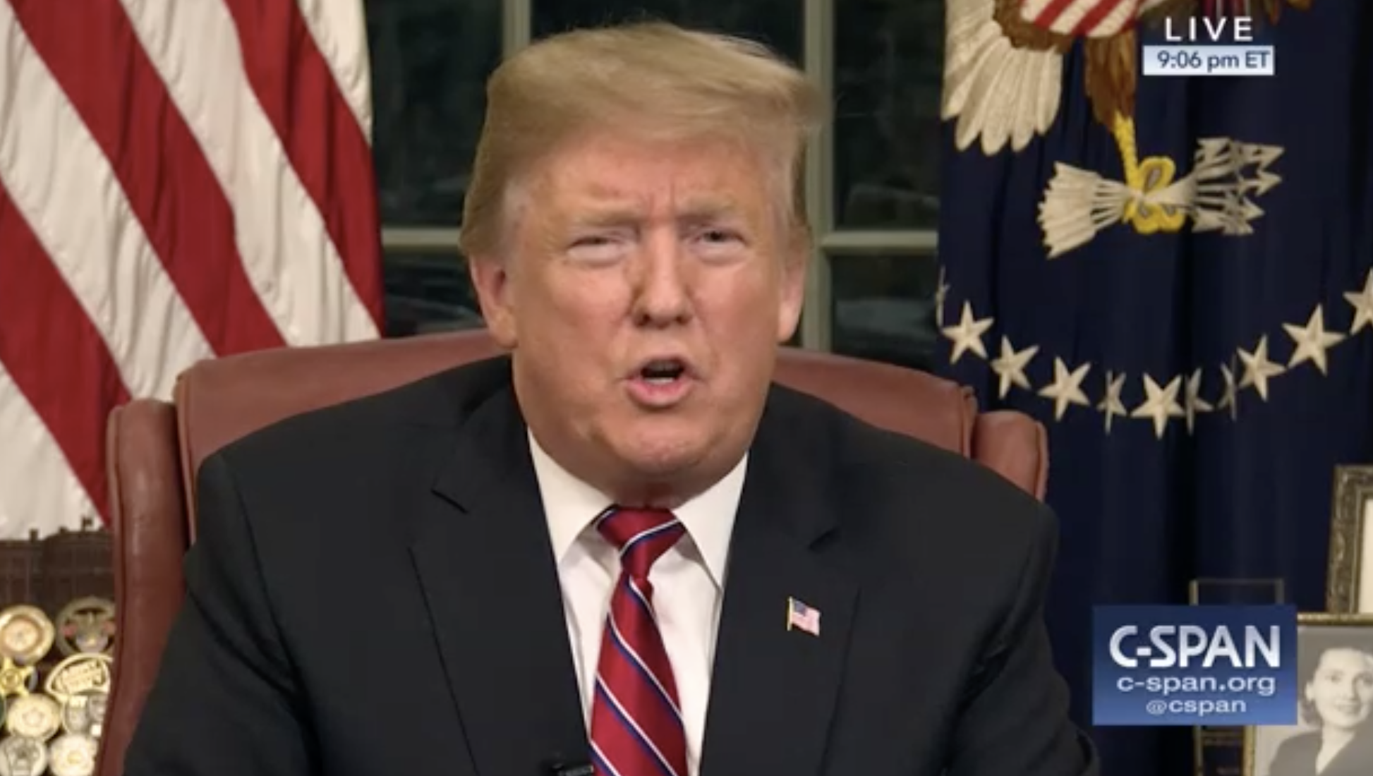 President Trump during his address to the nation Tuesday night about border security.