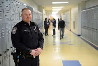 Officer Devin Quintard, one of Brookfield High School's two resource officers. March 26, 2014 file photo.