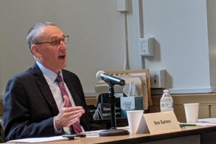 Ben Barnes, chief financial officer for the CSCU system, presented the budget for Fiscal Year 2020 at Thursday's meeting of the Board of Regents' finance committee.