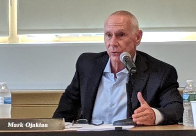 Mark Ojakian, president of the CSCU, makes a point during the Board of Regents Finance Committee meeting Thursday.