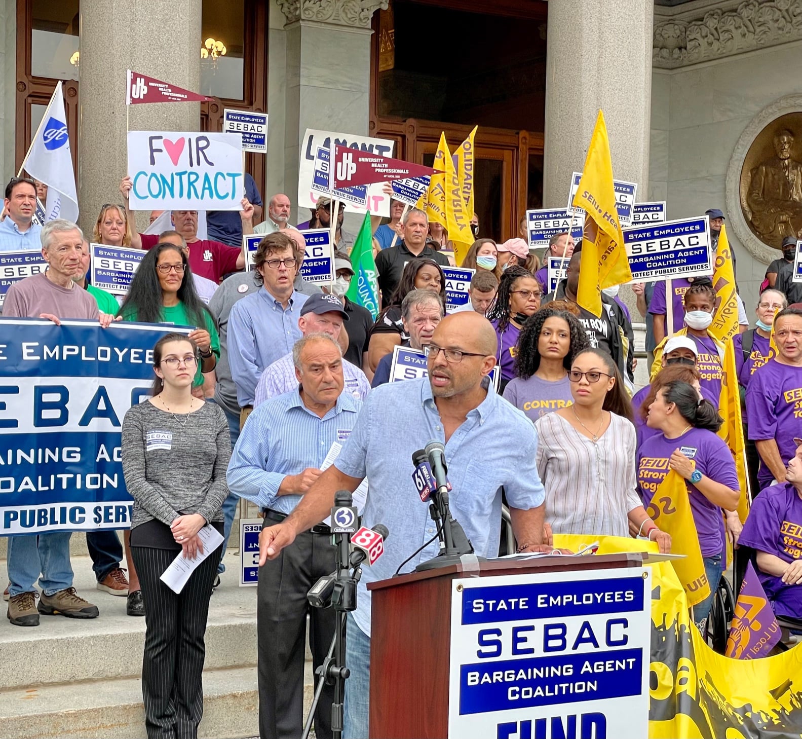 Rob Baril and members of SEIU 1199.