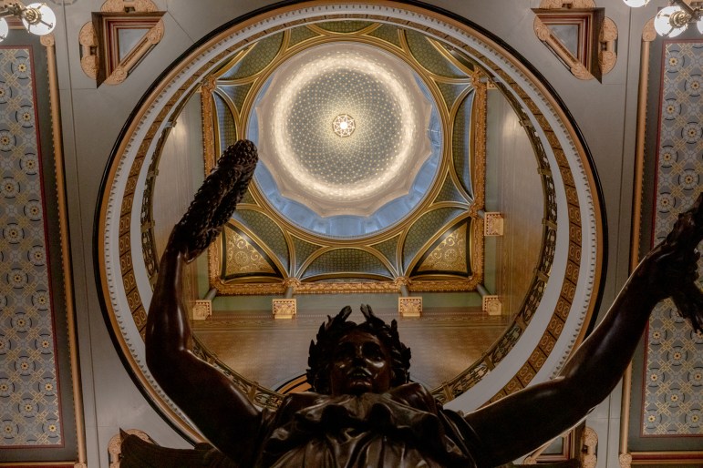 A statue on the first floor of the state Capitol.