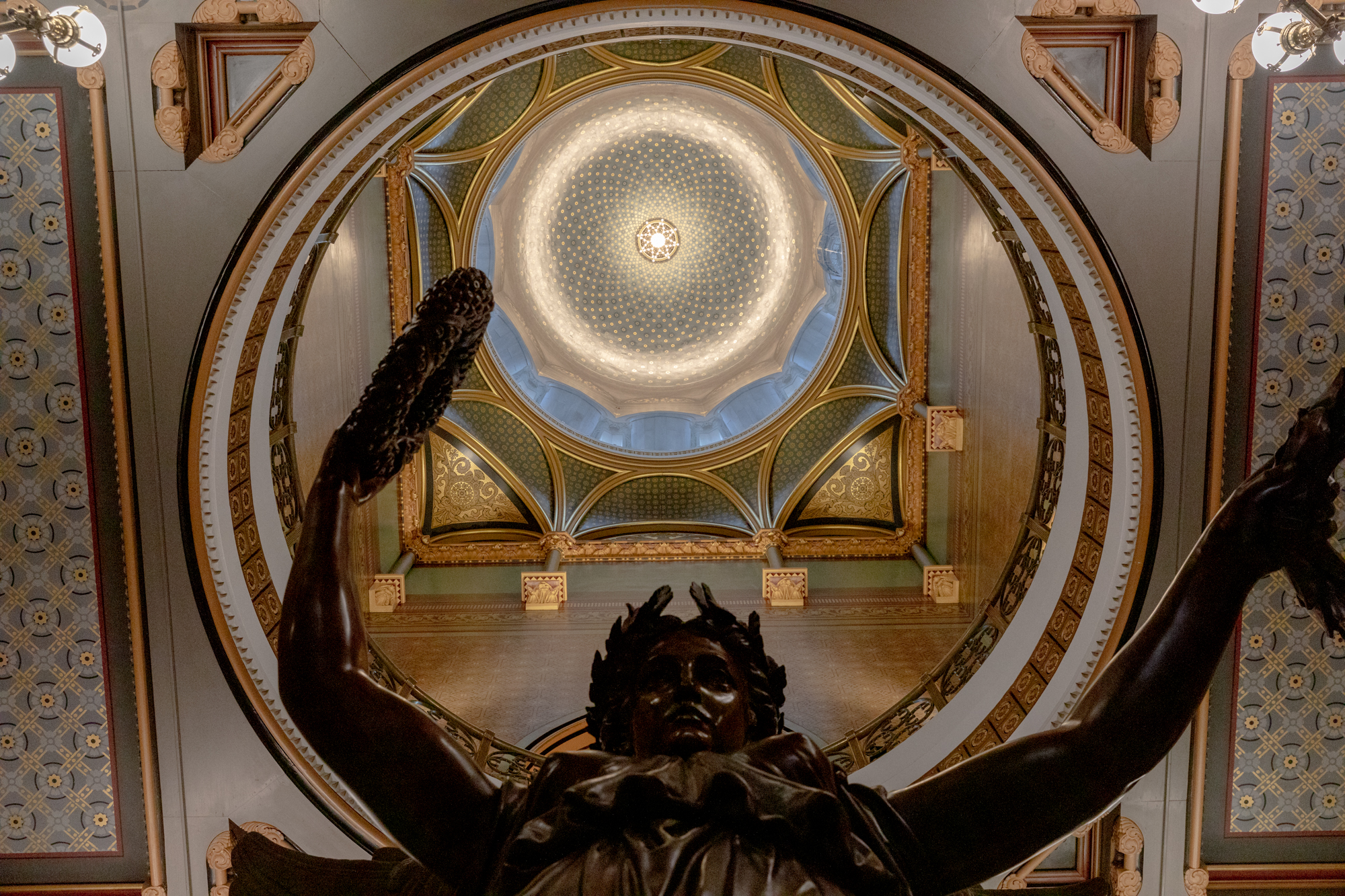 A statue on the first floor of the state Capitol.