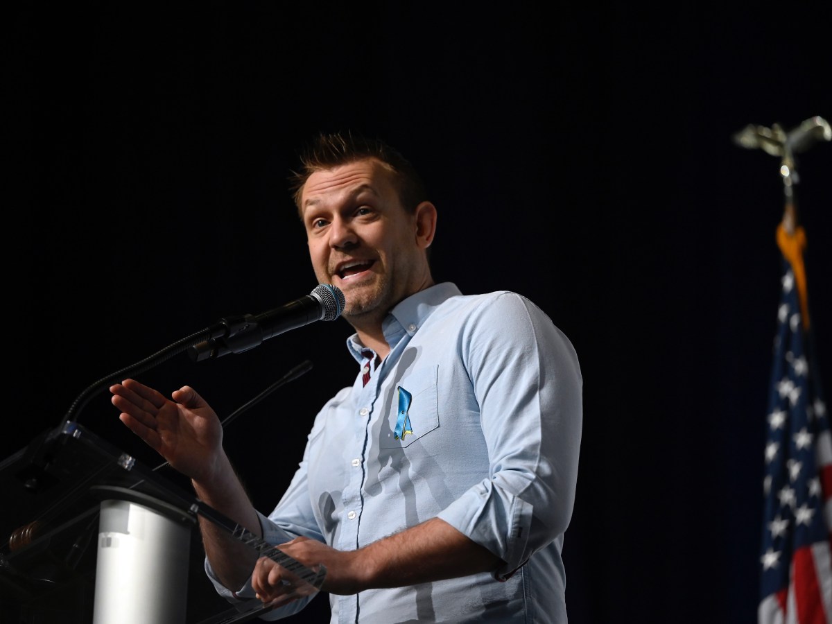 From the left, Josh Elliott pumps up his challenge to Ned Lamont