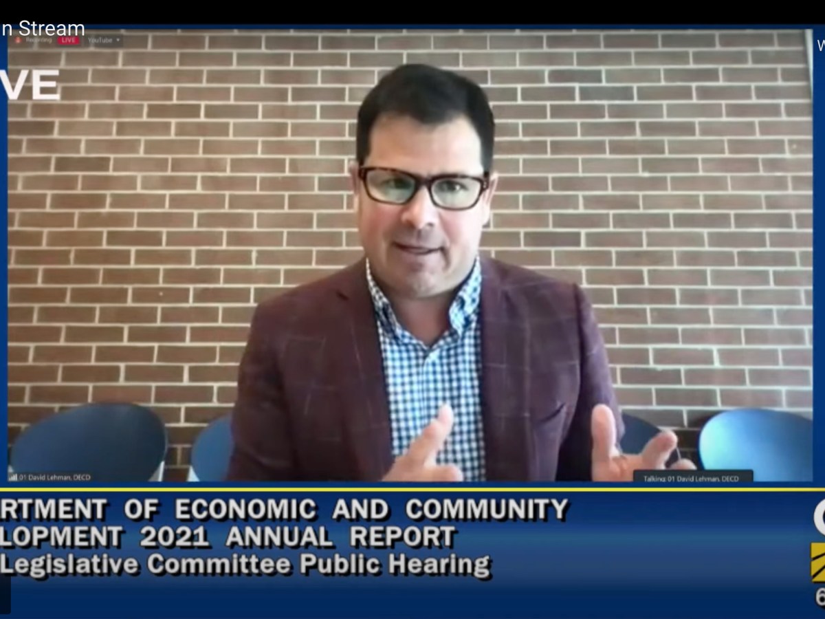 DECD Commissioner Dave Lehman speaks to General Assembly committees at a virtual meeting.