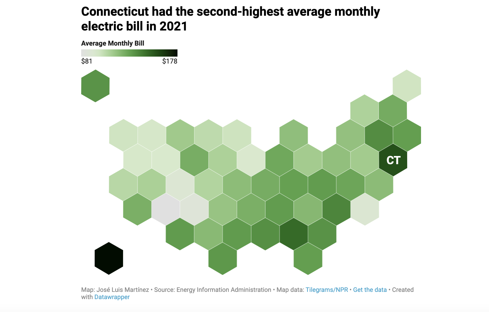 CHART: Connecticut had the second-highest average monthly electric bill in 2021