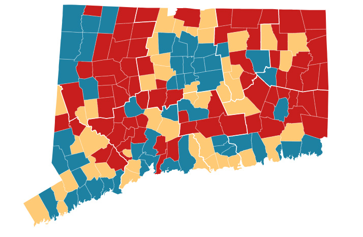 CHART: 45 towns flipped from Stefanowski to Lamont in 2022 election