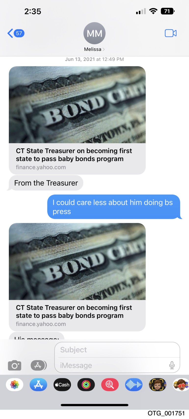 Text messages between chief of staff Paul Mounds and then-OPM Sec. Melissa McCaw.