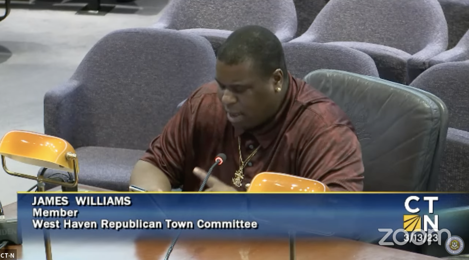 James Williams testifies in front of lawmakers.