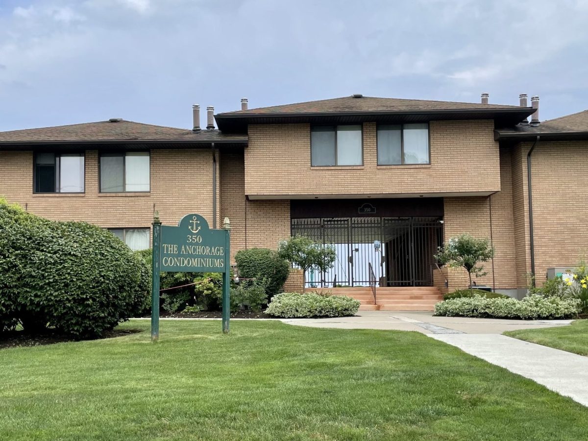 A two-story apartment building.