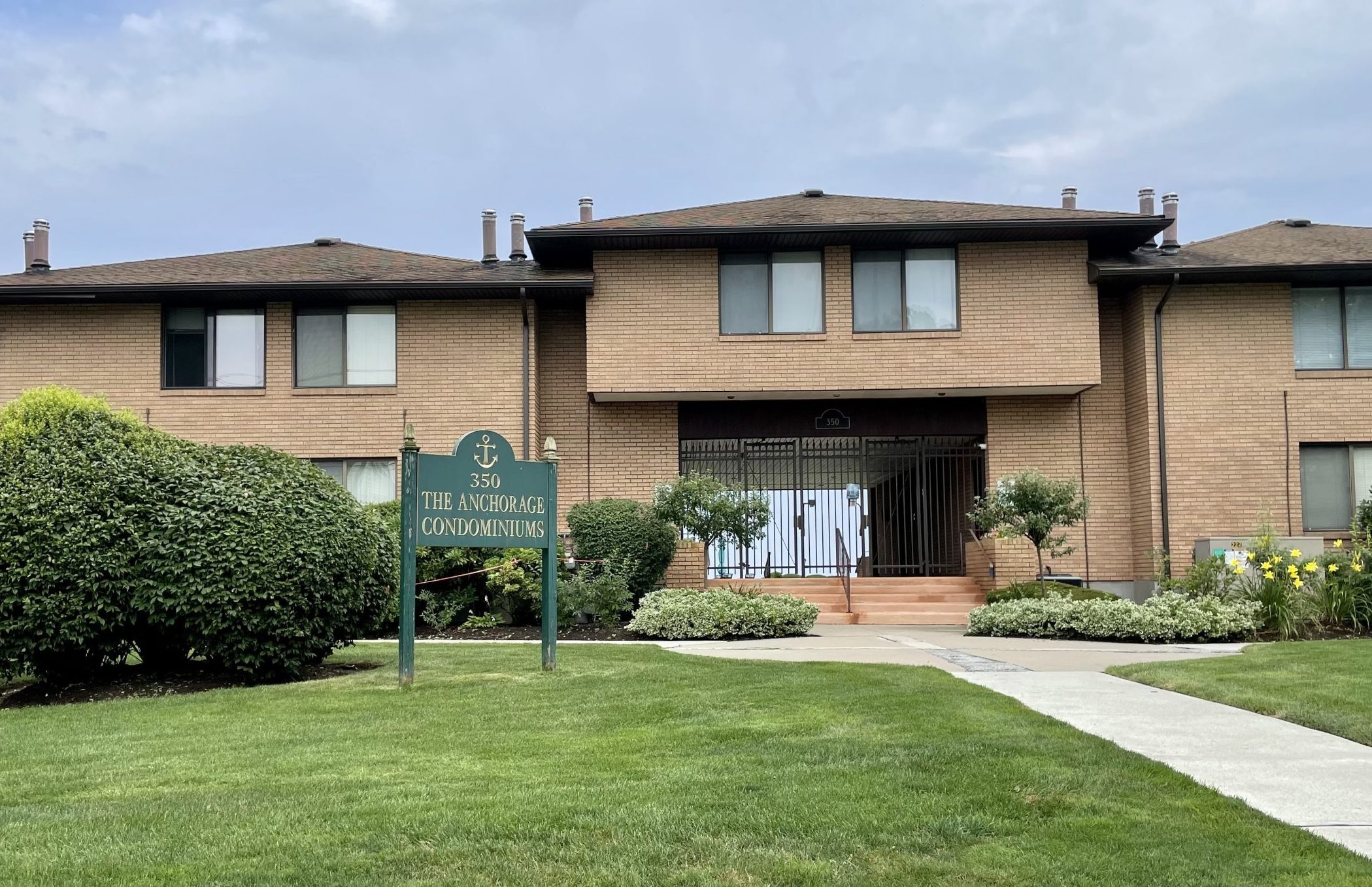 A two-story apartment building.