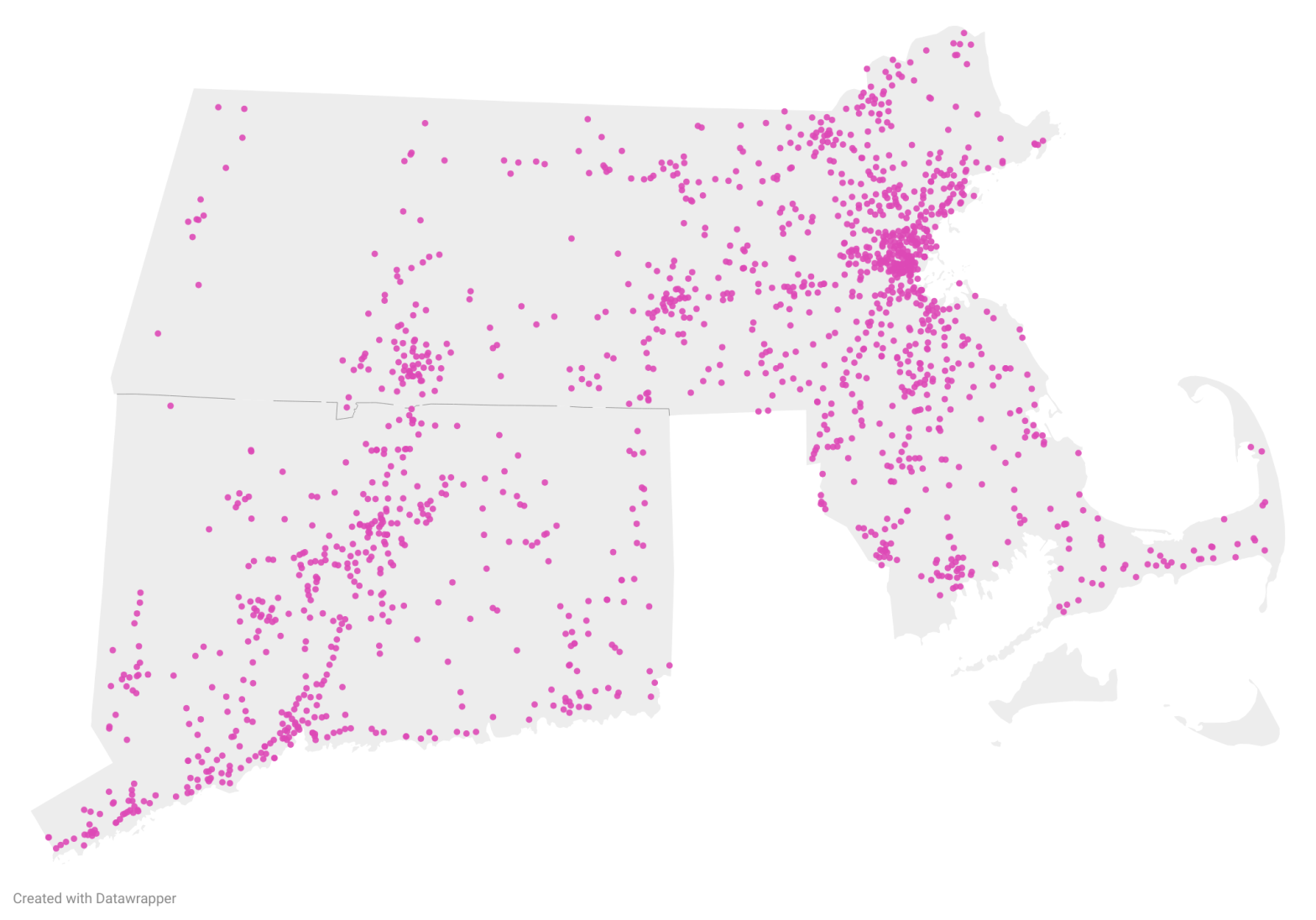 Charting CT: One Dunkin’ for every 10 square miles in CT