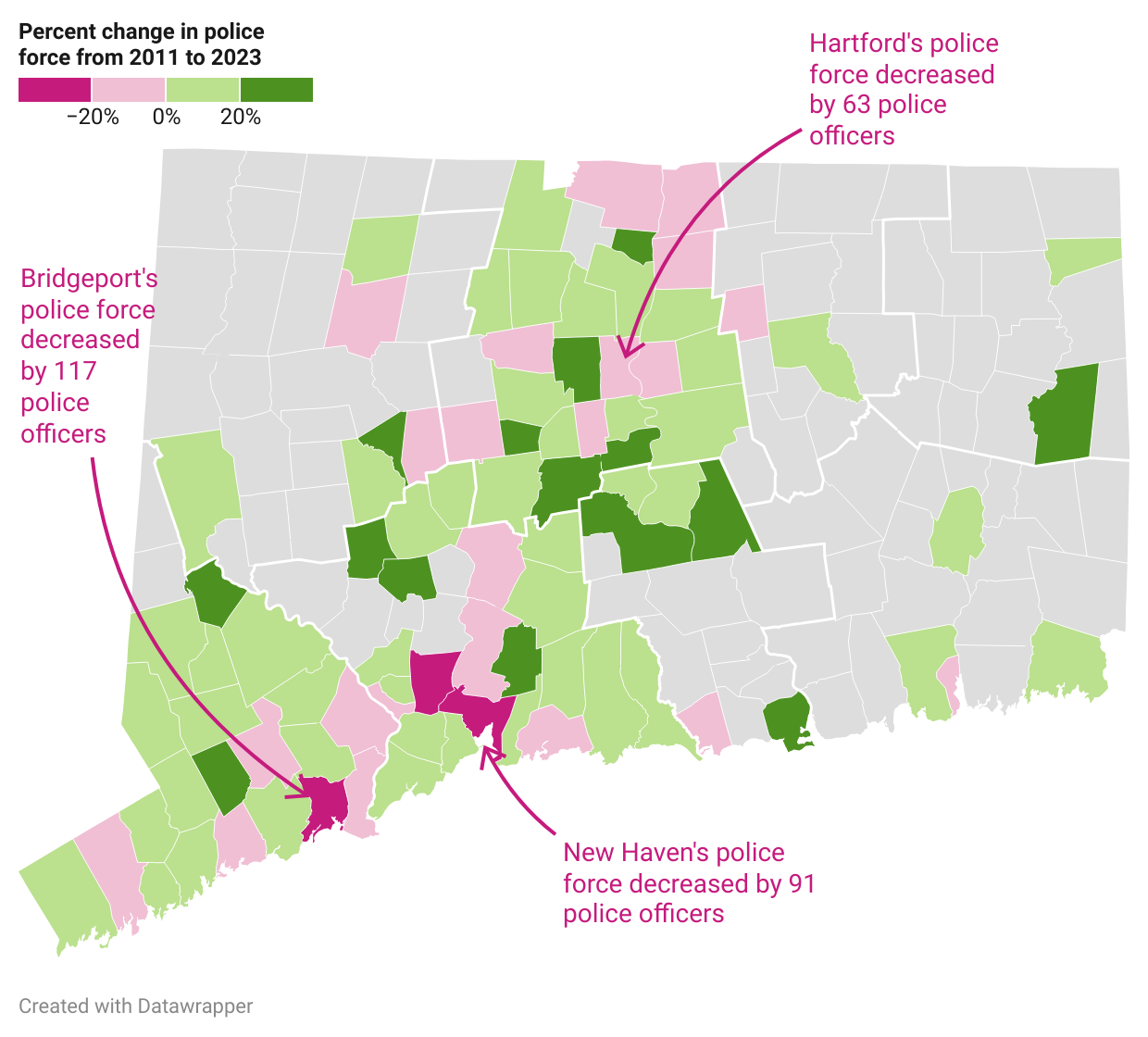 Fewer police in CT cities, more in the suburbs since 2011