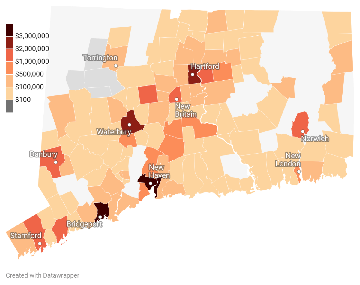 What CT school districts would feel federal cuts the most? 