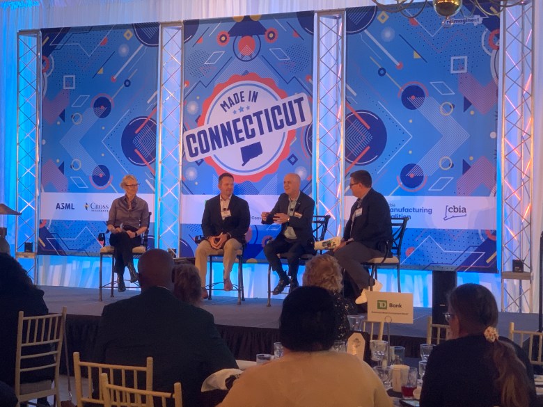 Business executives discuss 2020 Connecticut Manufacturing Report on Thursday, October 2, 2025.