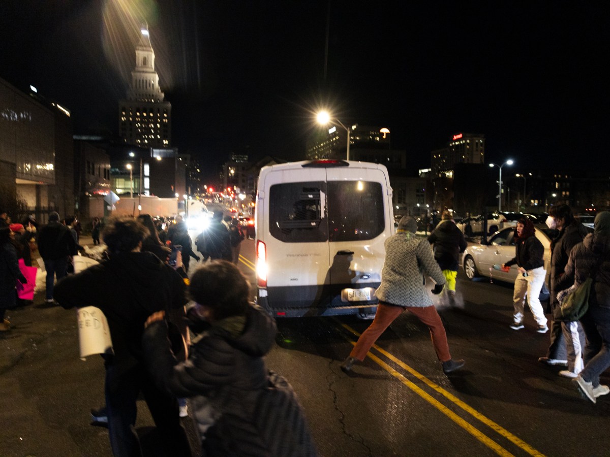 Federal vehicle knocks down protester during Renee Good vigil in Hartford