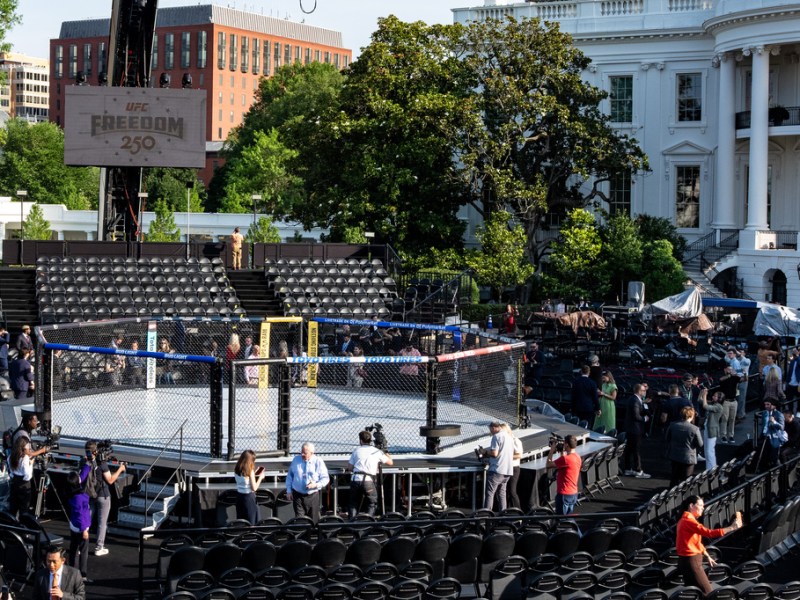Corporate logos abound on White House grounds in prep for UFC fights